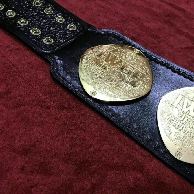 IWGP JR TAG TEAM 24K GOLD Black Strap Championship Belt