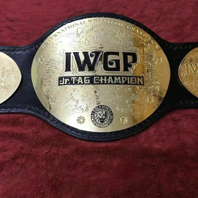 IWGP JR TAG TEAM 24K GOLD Black Strap Championship Belt