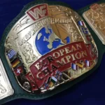 WWF EUROPEAN BLOCK LOGO 24K GOLD BRASS CHAMPIONSHIP TITLE BELT