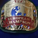 WWF EUROPEAN BLOCK LOGO 24K GOLD BRASS CHAMPIONSHIP TITLE BELT