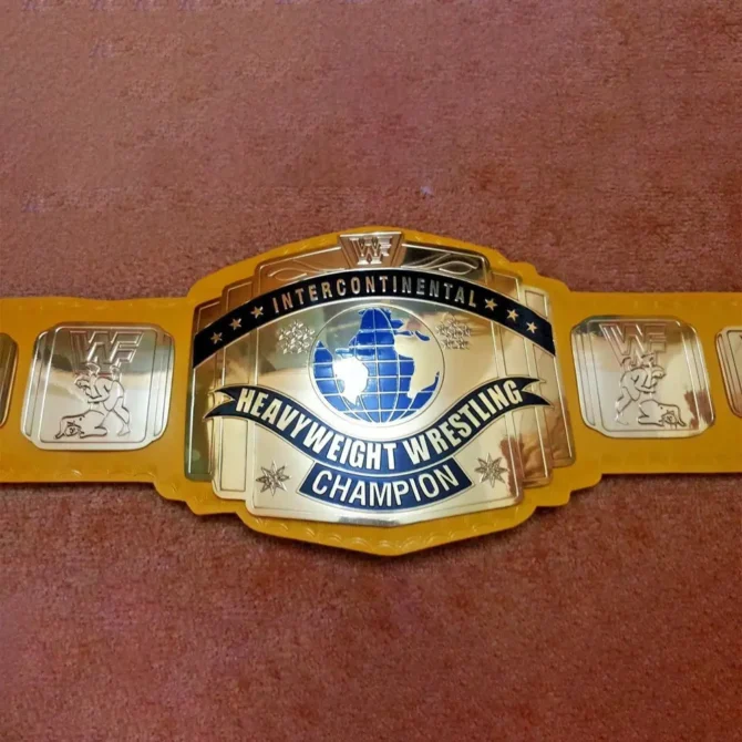 WWF INTERCONTINENTAL BRASS YELLOW STRAP Championship Belt