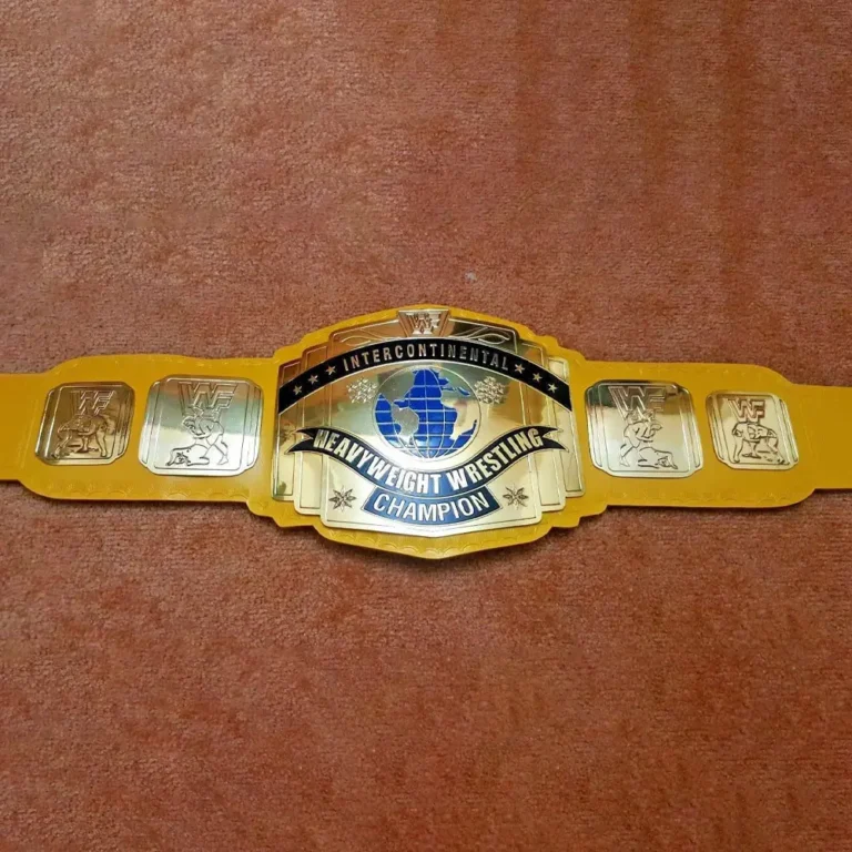 WWF INTERCONTINENTAL YELLOW 24K GOLD Zinc Championship Title Belt